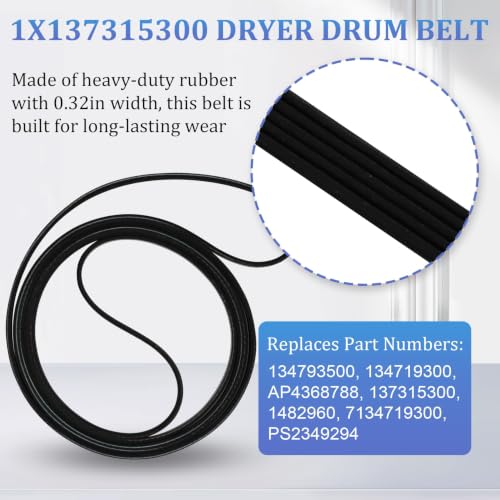 Upgraded Dryer Repair Kit for Electrolux Frigidaire Dryers,Includes 137315300 Dryer Belt,134715900 Drum Support Rollers (4 Pack),134793500 Idler Pulley,More Fits Models in Figure 7