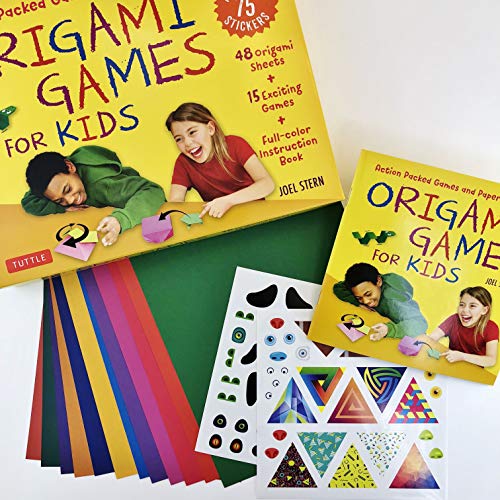 Origami Games for Kids Kit: Action Packed Games and Paper Folding Fun! [Origami Kit with Book, 48 Papers, 75 Stickers, 15 Exciting Games, Easy-to-Assemble Game Pieces] (Tuttle Specials)