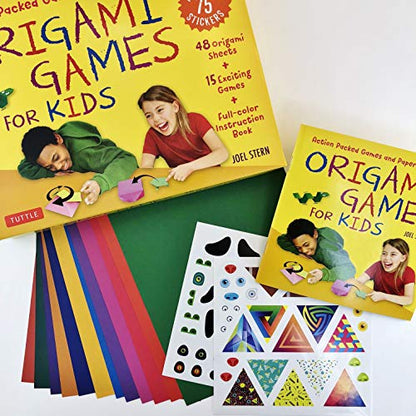 Origami Games for Kids Kit: Action Packed Games and Paper Folding Fun! [Origami Kit with Book, 48 Papers, 75 Stickers, 15 Exciting Games, Easy-to-Assemble Game Pieces] (Tuttle Specials)