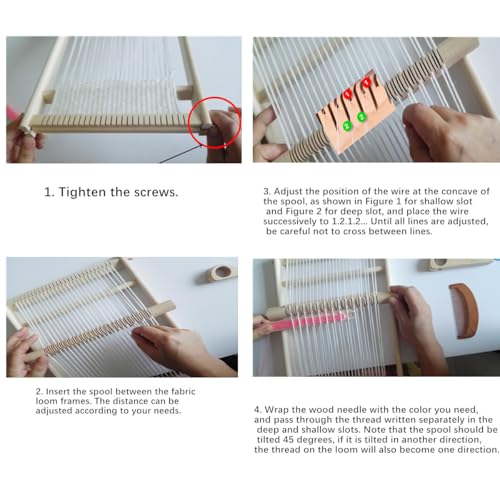 Wooden Craft Weaving Loom Kit, DIY Hand-Knitting Weaving Machine Tapestry Looms with Stick Bar, Large Weaving Frame to Handcraft Art for Beginners Experts, 10 by 15.7 Inch