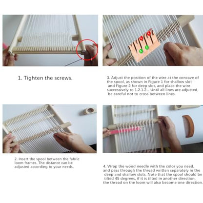 Wooden Craft Weaving Loom Kit, DIY Hand-Knitting Weaving Machine Tapestry Looms with Stick Bar, Large Weaving Frame to Handcraft Art for Beginners Experts, 10 by 15.7 Inch