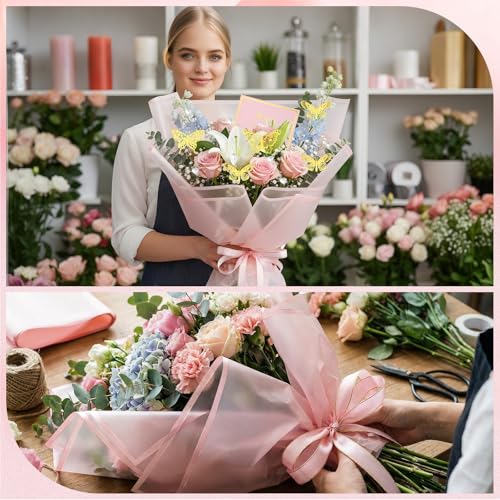 woric 93pcs Pink Flower Wrapping Paper Kits - color: Light Pink