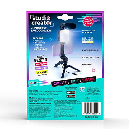 Canal Toys New Studio Creator Podcast & Vlogging Kit – Record Your own podcasts and Vlogs Like Your Favorite influencers! Fold-up Tripod, LED Light & Microphone. Ages 8+ - style: Podcast & Vlogging Kit