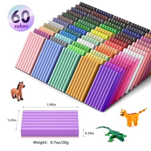 Aestd-ST Polymer Clay Kit 60 Colors, Oven Bake Modeling Clay for Kids - color: 60 Colors