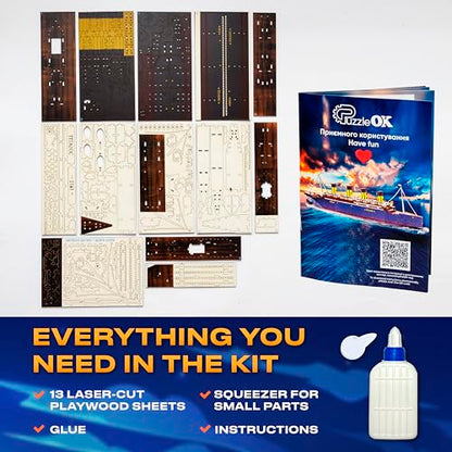 3D Wooden Puzzles – Ship Model Building Kits Adult - Adult DIY Building Sets 3D Wooden Puzzles for Adults – 15+ Years Wood Building Kits - Creative Assembly for Adults - color: Ship