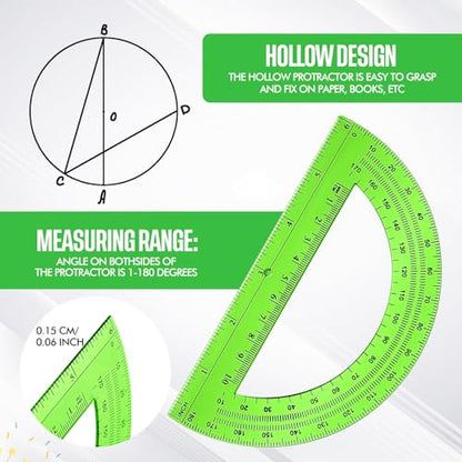 EBOOT Drawing Compass and 6 in Protractor Geometry Set, Green - color: Green