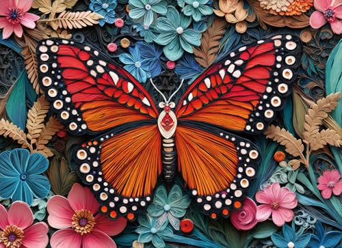 1000 Piece Jigsaw Puzzle for Adults, Butterfly Puzzle - color: Butterfly Blooms