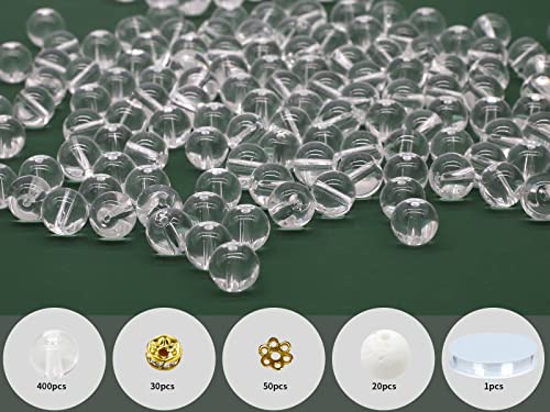 8mm Clear White Glass Beads Kit 500pcs for Jewelry Making - size: 8mm Clear White #352