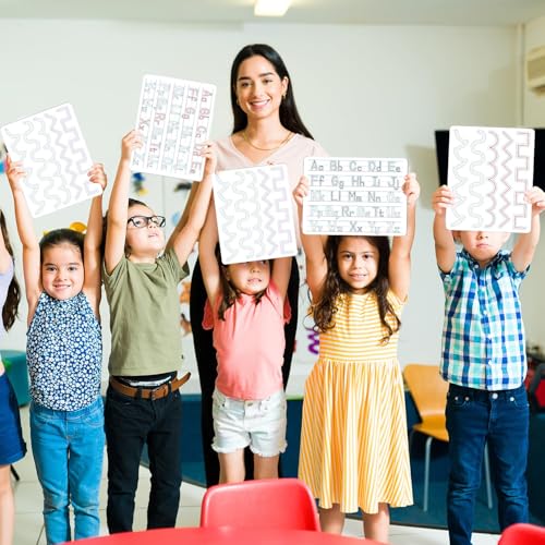 24Pcs Handwriting Practice Double Sided Cardboard for Students ABC Alphabet Tracing Dry Erase Whiteboard Letters Writing Paper Cardboard for Teacher Tool Portable Writing 12" x 9" - style: ABC Alphabet Tracing
