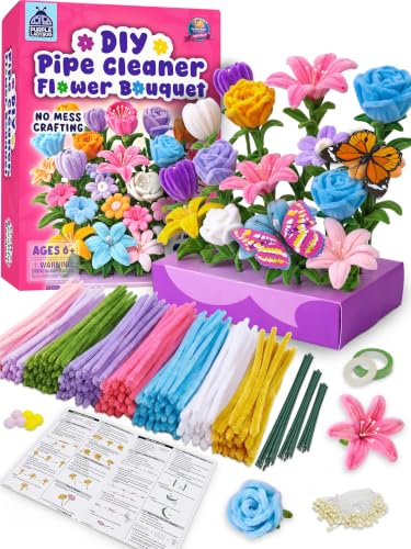 216pcs Pipe Cleaner Flower Kit, Easy to Make, Written & Video Instructions