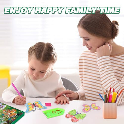 Labeol Diamond Art Kits for Kids with 5D Diamond Creat Your Own GEM Keychains Arts and Crafts for Kids Ages 8-12 Christmas Stocking Birthday Gifts for Kids 6+ - style: butterfly