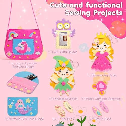 CiyvoLyeen Girl Sewing Kit for Kids -Easy & Fun Felt Sewing Crafts with Instructions, Arts and Crafts Gift, Play and Learn My First Sewing Kit for Ages 6 7 8 9 10 11 12