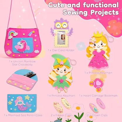 CiyvoLyeen Girl Sewing Kit for Kids -Easy & Fun Felt Sewing Crafts with Instructions, Arts and Crafts Gift, Play and Learn My First Sewing Kit for Ages 6 7 8 9 10 11 12