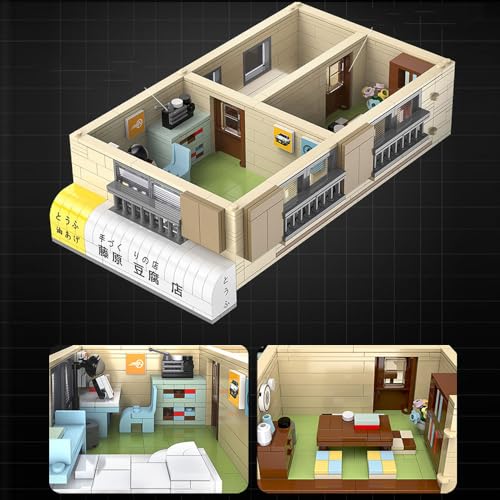 Japanese Street View House Building Blocks -MOC Street View Modular Architecture Initial-D 25th Anniversary Construction Building Toy Set for Adult 1908 Pieces - style: Tofu Shop no box