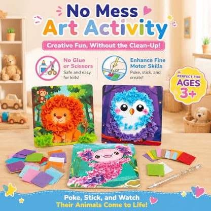 AGENTLAN Animal Poke Art Kit,Mess-Free Crafts for Kids Ages 3-8 - style: Animal