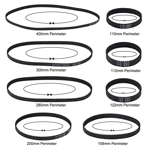 21PCS/Set GT2 Timing Belt Pulley Include 8pcs Mix Timing Belt 6 mm Width, 8pcs 20 Teeth 6mm Bore Belt Pulley Wheel, 4pcs Tensioner Spring Torsion with 1pcs Allen Wrench for 3D Printer