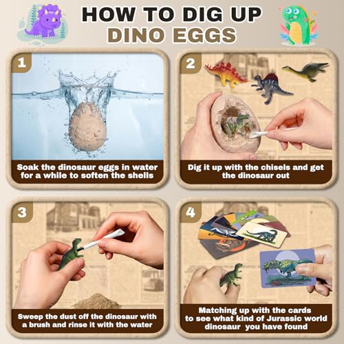 Dinosaur Eggs Digging Kit, Dino Party Favors for Kids Age 3-12 (Pack of 24) - color: 24 Dinosaur Eggs