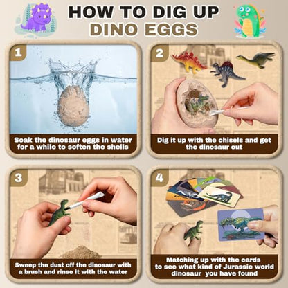 Dinosaur Eggs Digging Kit, Dino Party Favors for Kids Age 3-12 (Pack of 24) - color: 24 Dinosaur Eggs