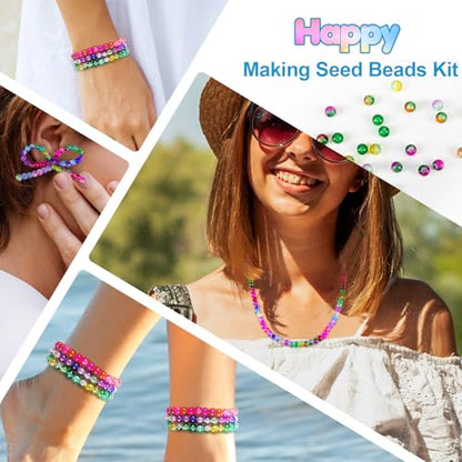 XSEINO About 1200pcs 6mm Green Crack Glass Beads Bracelet Making Kit - color: Mystic Green