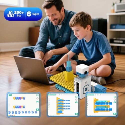 12 in 1 Coding Robot Kit ICBricks for Kids 6+, 240+ Piece Educational AI STEM Remote Building Learn to Code with Hub,Motor,Sensor,APP Control for Girls Boys Gift - style: ICBrick