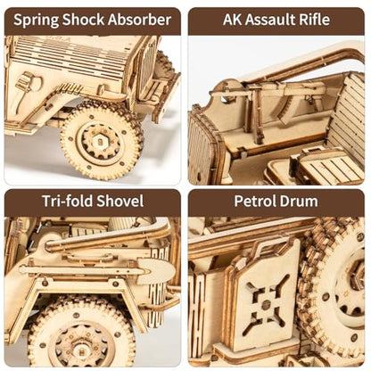 3D Wooden Puzzles for Adults,Wooden Toy for Kids and Adults,Model Building Kit,Educational Brain Teaser,Best Educational Christmas Birthday Day Gift for Friends (Wooden Jeep) - color: Wooden Jeep