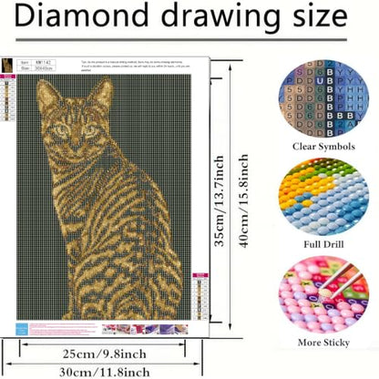 BYGFHLYW Cat 5D Diamond Painting Kit, Diamond Art for Adults12x16In - color: KM1142-1