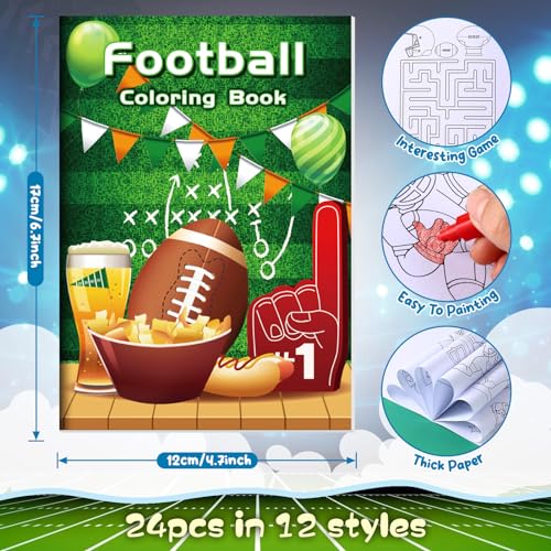 BenLouis 24 Pcs Football Mini Coloring Books for Kids Party Favors - style: Football