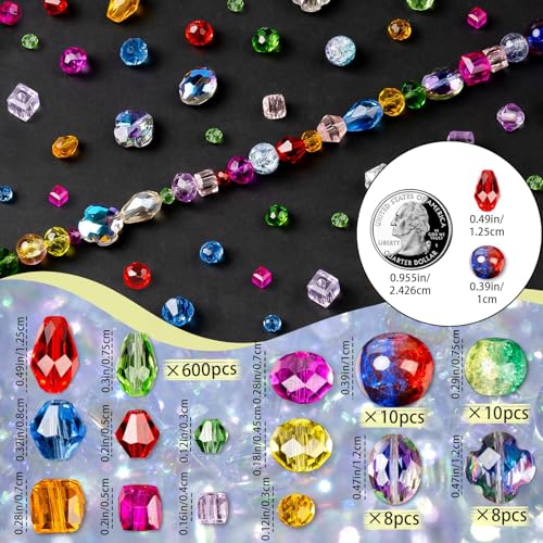 Glass Beads Bulk for Jewelry Making, Suncatchers, Crafts, Crystal Beads - color: Colorful Rainbow Crystal Beads, size: 636pcs