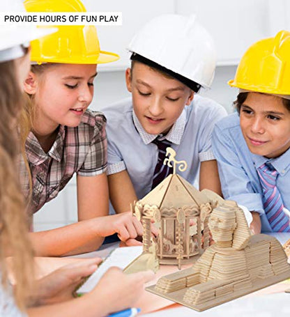 Puzzled 3D Puzzle Sphinx Wood Craft Construction Model Kit, Unique, Fun and Educational DIY Wooden Toy Assemble Model Unfinished Crafting Hobby Puzzle to Build and Paint for Decoration 161 Pieces Pack