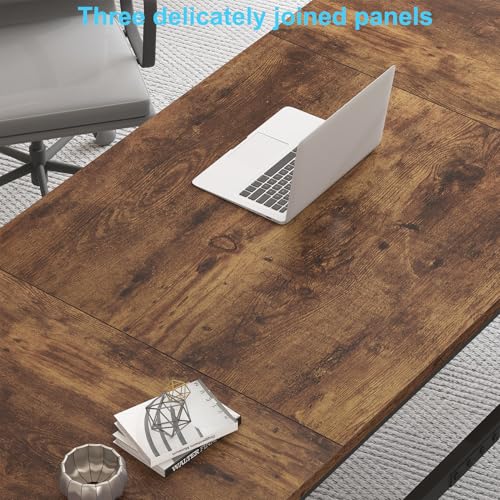 HSH Large Rustic Brown Computer Desk, 70 Inch Home Office 2 Person Desk - color: Rustic Brown, size: 70 Inch