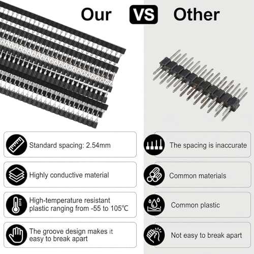 10pcs 1x40P Single Row Round Headers Machine Pin Female 0.1" 2.54mm 40 Pin Breakable PCB Breadboard Socket Connector