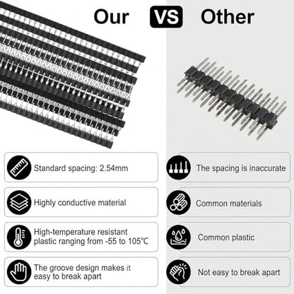 10pcs 1x40P Single Row Round Headers Machine Pin Female 0.1" 2.54mm 40 Pin Breakable PCB Breadboard Socket Connector