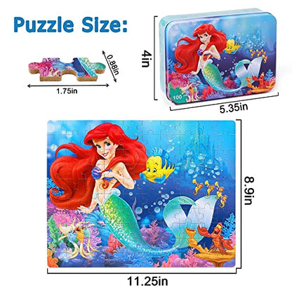 LELEMON Pretty Puzzles for Kids Ages 4-6,100 Piece Puzzles for Kids Ages 4-8,Educational Jigsaw Puzzles in a Metal Box,Childrens 100 Piece Puzzle Games Puzzle Toys for Girls and Boys - color: 100pcs Pretty Girl