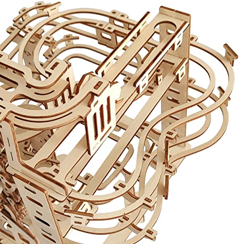 3D Wooden Marble Run Puzzle, Wood Crafts Mechanical Marble Run DIY Assembly Building Model Kits, Wooden Crafts Brain Teaser Puzzles, Christmas Birthday Gifts for Adults & Teens - color: Marble Run