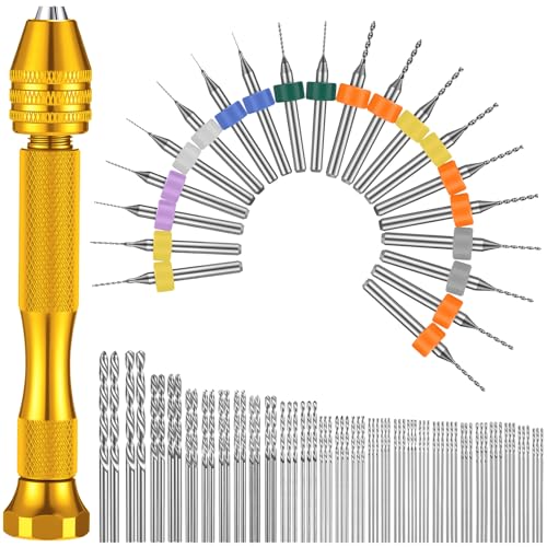 Vinsot 95 Pcs Micro Drill Bits Set with Pin Vise Hand Drill, Gold - color: Gold