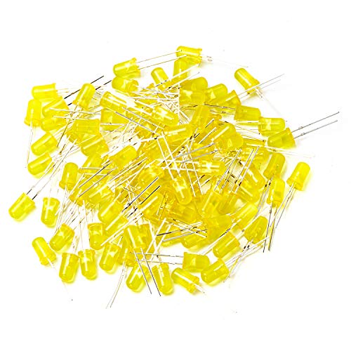 CHANZON 100 pcs 5mm Yellow Diffused LED Diode Lights(DC 2V 20mA) - color: J) Yellow-yellow (100pcs)