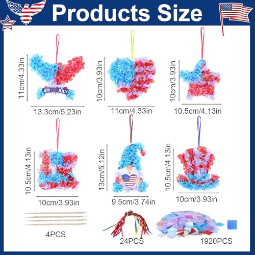 Fennoral 24 Pack 4th of July Craft Kit for Kids - color: 4th of July
