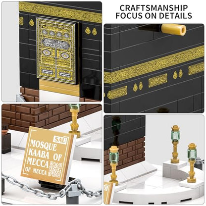CAXIMSY Islamic Mosque Kaaba Architectural Model Building Block Sets Muslim Bricks Toy Hajj Kit Eid Gifts for Adult 446 Pieces - color: Mosque Kaaba Architecture