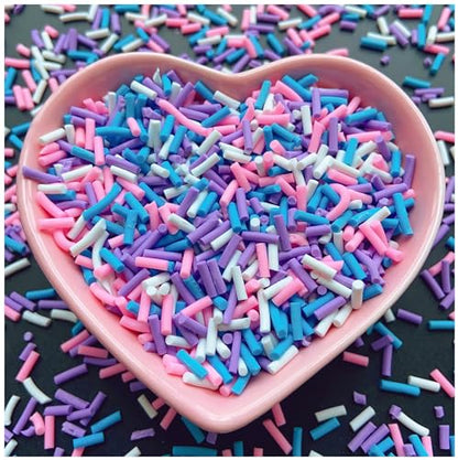 50g Fake Sprinkles Resin Sprinkles Fake Candy Sprinkles Clay Sprinkles Polymer Sprinkles Polymer Clay Slices for Nail Art DIY Crafts Cake Phone Case(20-Long Purple ） - color: 30-Long Purple