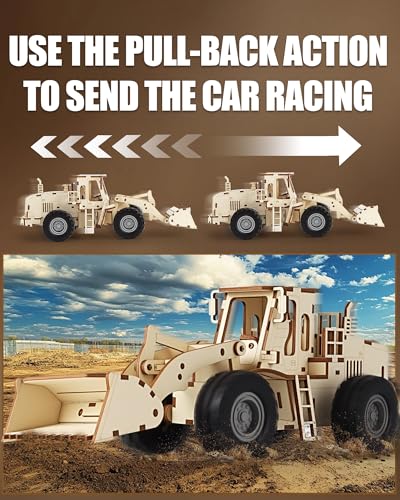 3D Wooden Puzzles Bulldozer Model Car Kits for Adults to Build