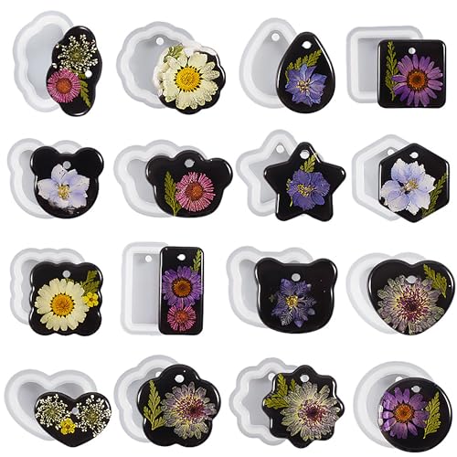 16-Piece Jewelry Mold Set - Oval Pendant, Resin & Clay, 3D & Silicone Molds for Resin Casting & Candle Making - color: pendant-12-pack