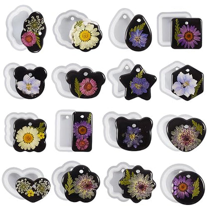 16-Piece Jewelry Mold Set - Oval Pendant, Resin & Clay, 3D & Silicone Molds for Resin Casting & Candle Making - color: pendant-12-pack