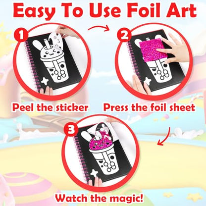 FUNNYB&G Foil Art Craft Kit for Kids, Sparkly Birthday Gift Toy for Girls - style: Food