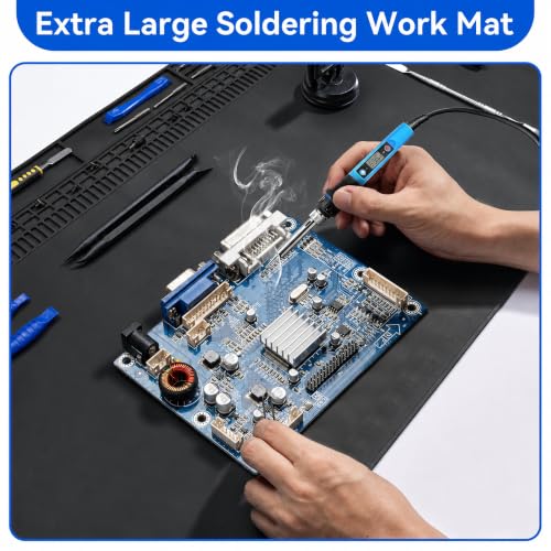 Kaisi KS813 Extra Large Soldering Mat, Heat Resistant Silicone Solder Mat - color: Black, size: 34" x 16"