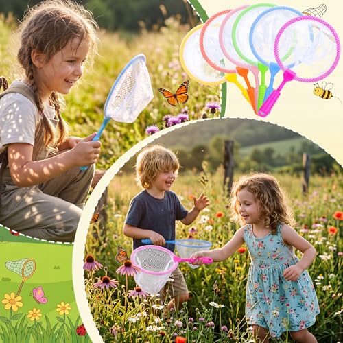 Halloscume 40 Pcs Butterfly Bug Net for Kid Collecting Insect, Fishing Net with Anti Slip Grip, Outdoor Tools for Catching Bugs Fish, Spring Outing Supplies for Kids Nature Exploration