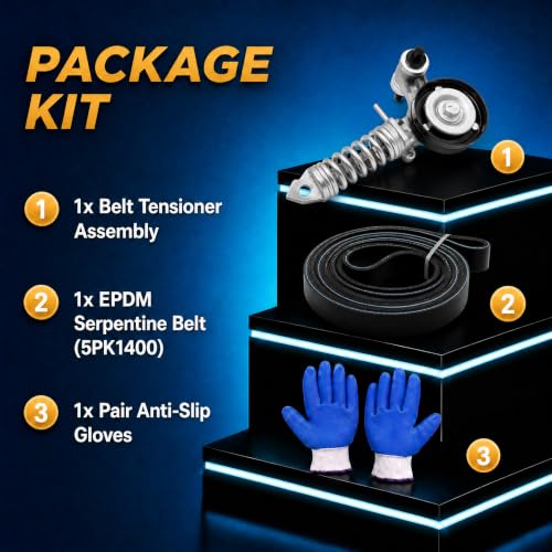 Belt Tensioner with Pulley & Serpentine Belt Fits 2011-2016 Chevy Cruze 2012-2019 Sonic 2013-2020 Trax 2016 Cruze Limited 2013-2020 Buick Encore Replace 55565236 5PK1400 - size: 90K 38344A