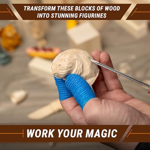 BeaverCraft DIY03 Wizard Whittling Kit for Beginners BW 18 pcs Whittling Wood Carving Blocks Basswood for Carving Wood