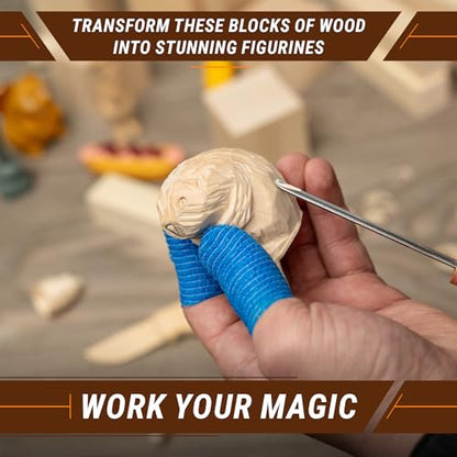 BeaverCraft DIY03 Wizard Whittling Kit for Beginners BW 18 pcs Whittling Wood Carving Blocks Basswood for Carving Wood