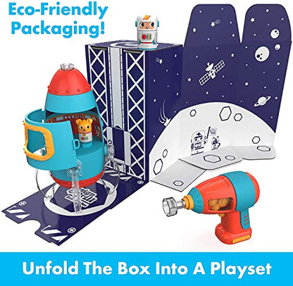Educational Insights Design & Drill Bolt Buddies Rocket - Building Construction Toys for Toddlers 3-5, Take Apart Toy Rocket Kit, Kids Tool Set with Electric Toy Drill, Toddler STEM Toys