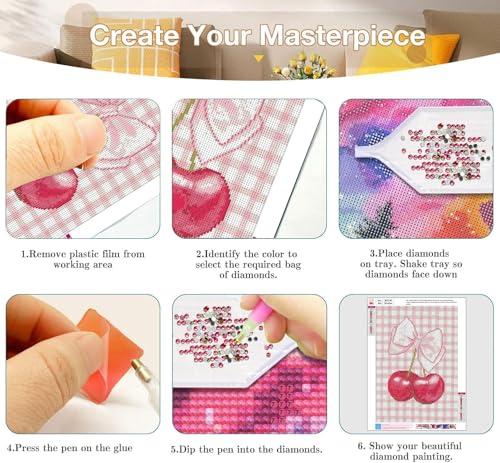 Axquilon 3 Pack Pink Bows Diamond Art Kits for Adults 12x16 inch - color: 3-Pack Pink Bows